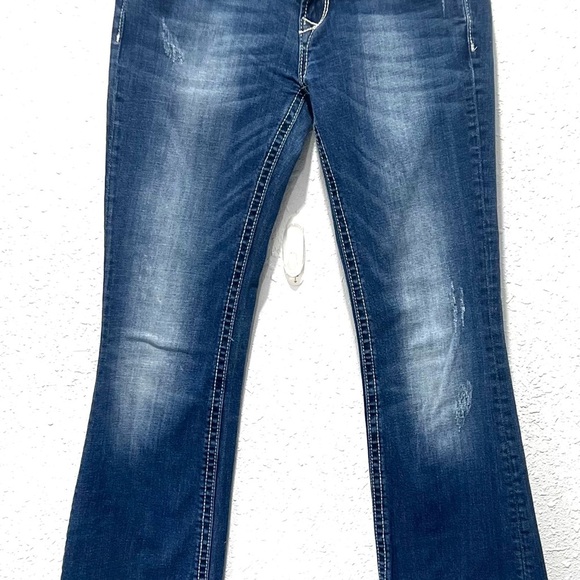 Express Blue Flare Wide Leg Jeans 4 - Picture 3 of 8